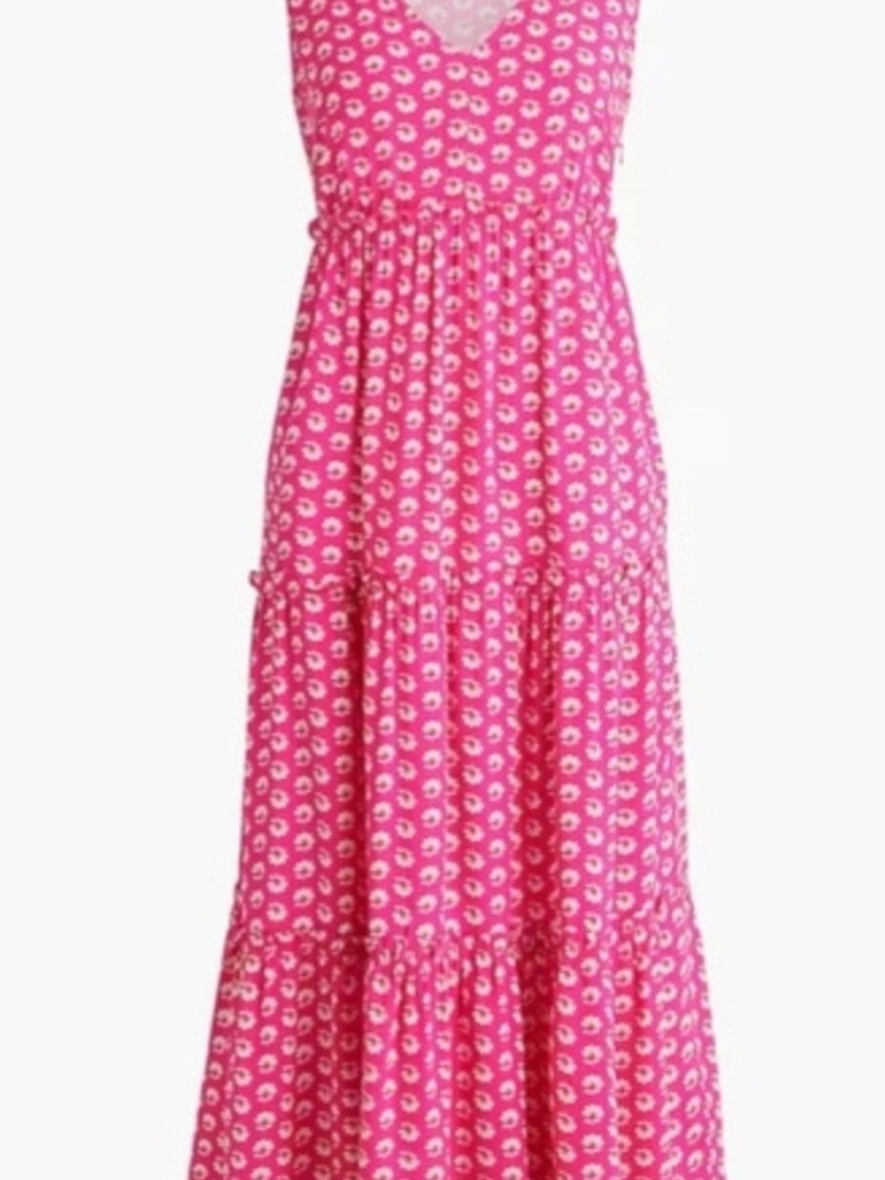 J Crew Womens'  New Size 12P Pink Floral Tiered Maxi Dress